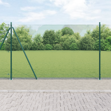 vidaXL hegesztett drótkerítés 7 bemetszett oszloppal Zöld 1.6x10 m Acél építőanyag