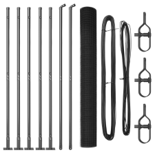 vidaXL Hegesztett Drótkerítés 7 Flangolt Oszloppal Szürke 1,5x10 m Acél (3352531) építőanyag