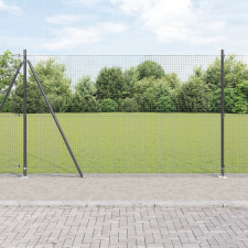 vidaXL Hegesztett Drótkerítés 7 Flangolt Oszloppal Szürke 1.6x10 m Acél építőanyag