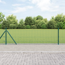 vidaXL Hegesztett Drótkerítés 7 Furkós Posttal Zöld 0.4x10 m Acél építőanyag