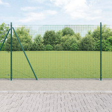 vidaXL Hegesztett Hálókerítés 7 Flancos Oszloppal Zöld 1.4x10 m Acél építőanyag