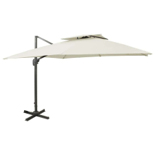 vidaXL homokszínű dupla tetejű konzolos napernyő 300 x 300 cm kerti bútor