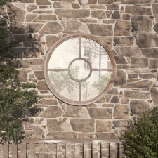 vidaXL homokszínű kerek vas kerti tükör kültéri használatra 40x 4 cm bútor