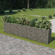 vidaXL Horganyzott acél gabion magaságyás 450 x 50 x 100 cm kerti tárolás