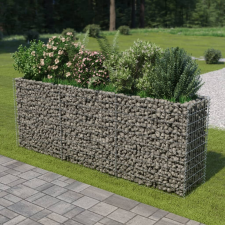 vidaXL horganyzott acél gabion virágtartó 270 x 50 x 100 cm kerti dekoráció