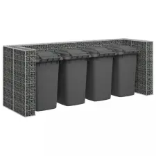 vidaXL Horganyzott acél gabionfal szemeteskukákhoz 320 x 100 x 120 cm kerti tárolás