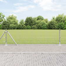 vidaXL Horganyzott Drótháló Kerítés 13 Flángos Oszloppal 0.6x50 m építőanyag