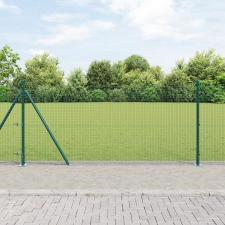 vidaXL horganyzott drótkerítés 13 kávaoszloppal zöld 1x50 m acél építőanyag