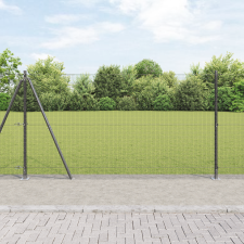 vidaXL Horganyzott drótkerítés 7 lábazatos oszloppal Szürke 1,2x10 m Acél építőanyag