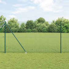 vidaXL Horganyzott Drótkerítés 7 Szegélyoszloppal Zöld 1.6x10 m Acél építőanyag