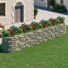 vidaXL horganyzott vas gabion magaságyás 600x100x100 cm kerti dekoráció