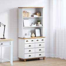 vidaXL Hutch "ASKIM" Fehér 91x40x183 cm Masszív Fa Fenyő bútor