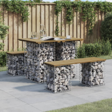 vidaXL impregnált fenyőfa gabion kerti pad 100 x 70 x 72 cm kerti bútor
