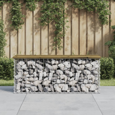 vidaXL impregnált fenyőfa gabion kerti pad 103 x 31,5 x 42 cm kerti bútor