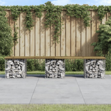 vidaXL impregnált fenyőfa gabion kerti pad 203 x 31 x 42 cm kerti bútor