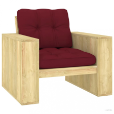 vidaXL impregnált fenyőfa kerti szék bordó párnákkal kerti bútor
