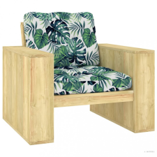 vidaXL impregnált fenyőfa kerti szék levélmintás párnákkal kerti bútor