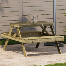 vidaXL Impregnált fenyőfa piknik asztal 105 x 134 x 75 cm kerti bútor
