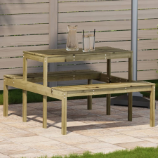 vidaXL impregnált fenyőfa piknik asztal 110 x 134 x 75 cm kerti bútor