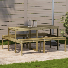 vidaXL impregnált fenyőfa piknik asztal 160 x 134 x 75 cm kerti bútor