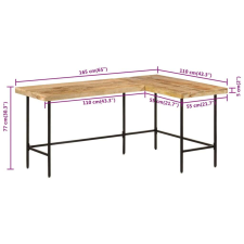 vidaXL íróasztal 165x110x77 cm tömörfa mangó és vas íróasztal