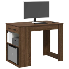 vidaXL íróasztal fiókkal polccal barna tölgy 102x62x77,5 cm gépelt fa íróasztal