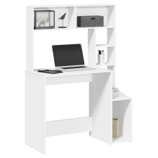 vidaXL íróasztal polcokkal Fehér 100x45x140 cm Műanyag fa íróasztal