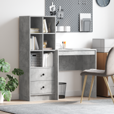 vidaXL Íróasztal Tárolóval Beton Szürke Forgácslap íróasztal