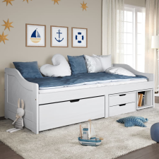 vidaXL IRUN fehér tömör fenyőfa kanapéágy 3 fiókkal 90 x 200 cm bútor