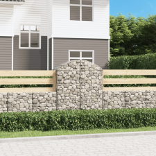 vidaXL íves horganyzott vas gabion kosár 100x50x120/140 cm kerti tárolás