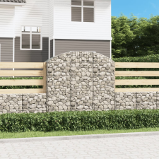 vidaXL íves horganyzott vas gabion kosár 150x30x140/160 cm kerti tárolás