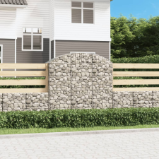 vidaXL íves horganyzott vas gabion kosár 150x50x140/160 cm kerti dekoráció
