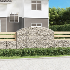 vidaXL íves horganyzott vas gabion kosár 200x30x120/140 cm kerti dekoráció