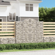 vidaXL íves horganyzott vas gabion kosár 200x30x180/200 cm kerti dekoráció