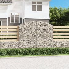 vidaXL íves horganyzott vas gabion kosár 200x50x160/180 cm kerti dekoráció