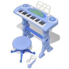 vidaXL Játék 37 billentyűs zongora székkel és mikrofonnal kék játékhangszer