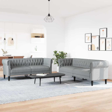 vidaXL Kanapé Szett 2 pcs Világosszürke szövet bútor