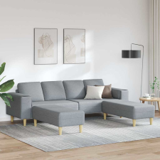 vidaXL Kanapé Szett 3 pcs Világosszürke szövet bútor