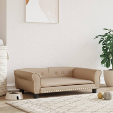 vidaXL kávészínű műbőr kutyaágy 95x55x30 cm szállítóbox, fekhely kutyáknak
