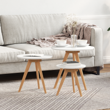 vidaXL Kávézóasztal Készlet Küszöbös Fából és Mérnöki Fából bútor