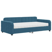 vidaXL Kék bársony heverő matraccal 100 x 200 cm ágy és ágykellék