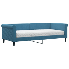 vidaXL kék bársony heverő matraccal 90 x 200 cm (3197746) ágy és ágykellék