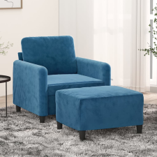 vidaXL kék bársony kanapéfotel lábtartóval 60 cm bútor