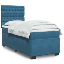 vidaXL Kék bársony rugós ágy matraccal 100 x 200 cm ágy és ágykellék
