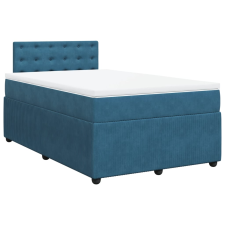 vidaXL kék bársony rugós ágy matraccal 120 x 190 cm (3287702) ágy és ágykellék