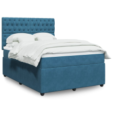 vidaXL kék bársony rugós ágy matraccal 140 x 190 cm ágy és ágykellék