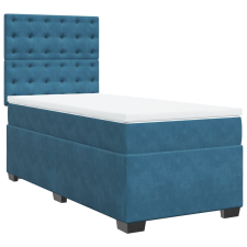 vidaXL kék bársony rugós ágy matraccal 90 x 200 cm (3290826) ágy és ágykellék