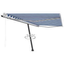 vidaXL kék és fehér automata póznás napellenző 400 x 350 cm kerti bútor