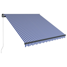 vidaXL kék és fehér kézzel kihúzható napellenző 350 x 250 cm kerti bútor