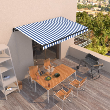 vidaXL kék és fehér kézzel kihúzható napellenző 450 x 350 cm kerti bútor